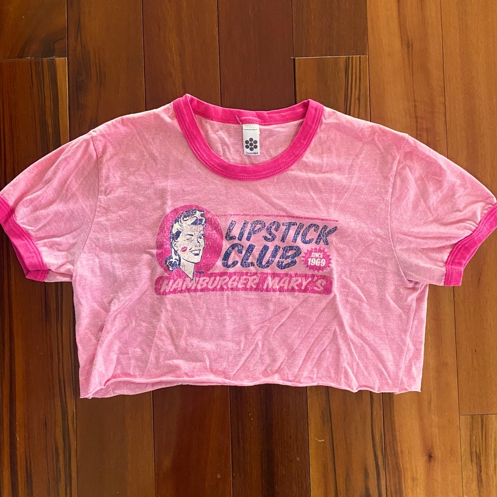 Super cute vintage pink baby-tee crop top